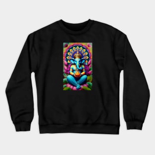 Ganesh sitting on a lotus flower Mandala Crewneck Sweatshirt